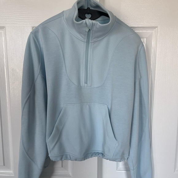 Lululemon brushed softstreme ribbed half zip powder blue size 6 - Picture 3 of 7